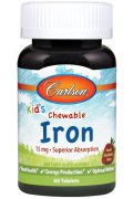 Carlson Labs Kid's Chewable Iron, 15mg Strawberry (truskawka) żelazo - 60 tabletek do ssania