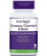 Natrol Cinnamon, Chromium & Biotin - cynamon, chrom, biotyna - 60 tabletek