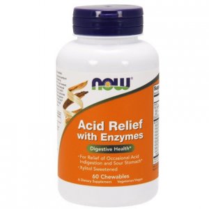 NOW FOODS Acid Relief with Enzymes 60 tabletek do ssania
