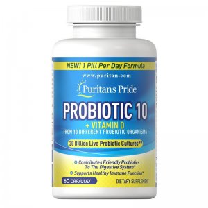 Puritans Pride ProBiotic 10 Probiotyk 10 szczepów z witaminą D3