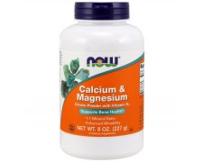 NOW FOODS Calcium & Magnesium (cytrynian wapnia i magnez) proszek Wit D 227