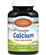 Carlson Labs Kid's Chewable Calcium, 250mg cytrynian wapnia do ssania dla dzieci - 60 tabletek do ssania