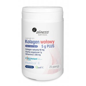 Aliness Kolagen wołowy 5 g PLUS witamina C, siarka OptiMSM ( kolagen typ I+ typ II+ typ III)