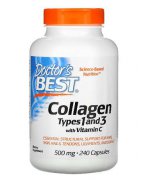 DOCTOR'S BEST Kolagen typu 1 i 3 z witaminą C 500mg - 240 kapsułek