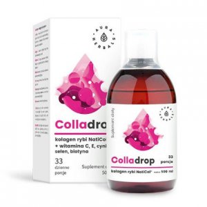 AURA HERBALS Colladrop - kolagen rybi w płynie + witamina C 500ml