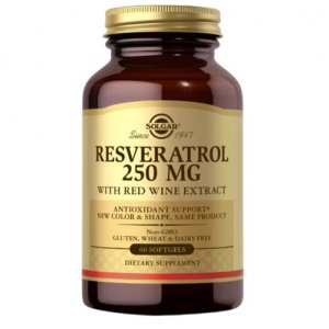 SOLGAR Resveratrol 250 mg with Red Wine Extract - Resweratrol 250 mg oraz wyciąg z czerwonego wina