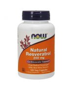 NOW Foods Natural Resveratrol with Red Wine Extract 200mg (Antyoksydanty) - 120 kapsułek