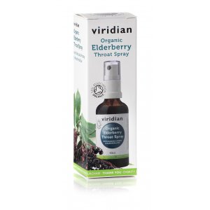 VIRIDIAN Ekologiczny Spray do gardła z czarnym bzem, miodem manuka oraz prawoślazem