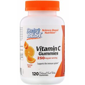 Doctor's Best Witamina C 250 mg, 120 żelek smak pomarańczowy