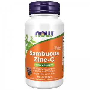 NOW Sambucus Zinc-C (Bez + Cynk + Witamina C) Tabletki do ssania
