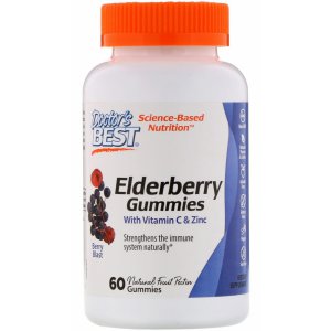 DOCTOR'S BEST Elderberry Gummies with Vitamin C & Zinc, Berry Blast - żelki