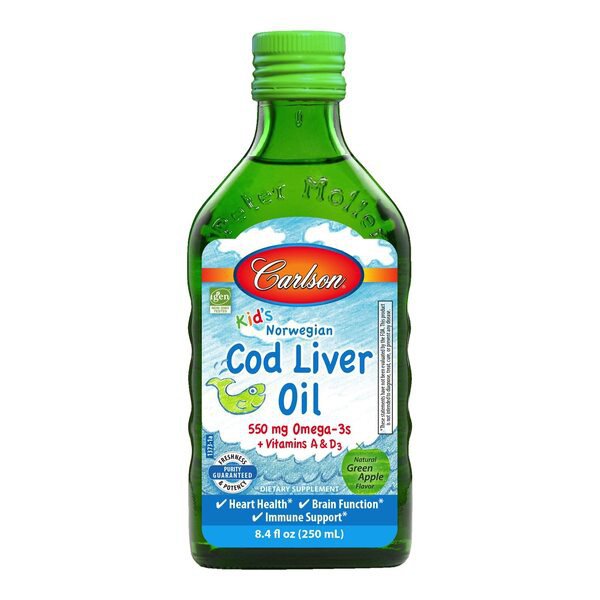 Carlson Labs Kid's Cod Liver Oil, 550mg Natural Olej z dzikiego dorsza