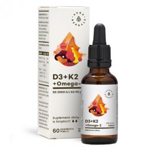 AURA HERBALS Witamina D3 + K2mk7 + Omega-3 (2000IU/90µg) 30ml