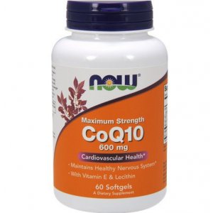 NOW FOODS Koenzym Q10+ Lecytyna sojowa + Witamina E 600mg