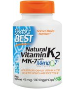 DOCTOR'S BEST Naturalna witamina K2 MK7 z MenaQ7 45mcg - 180 kapsułek - 60 vcaps