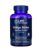 Life Extension Ginkgo Biloba, Certified Extract, 120mg (Miłorząb Japoński) - 365 kapsułek 