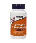 NOW FOODS Turmeric & Bromelain - 90 kapsułek