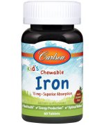 Carlson Labs Kid's Chewable Iron, 15mg Strawberry (truskawka) żelazo - 60 tabletek do ssania