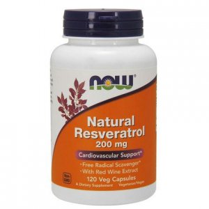 NOW Natural Resveratrol with Red Wine Extract 200mg (Antyoksydanty)