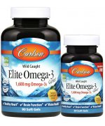  Carlson Labs Elite Omega-3 Gems, 1600 mg Natural cytryna Omega 3 z norweskich ryb - 90 kapsułek + 30 kapsułek