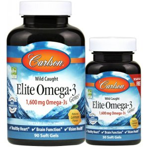  Carlson Labs Elite Omega-3 Gems, 1600 mg Natural cytryna Omega 3 z norweskich ryb 