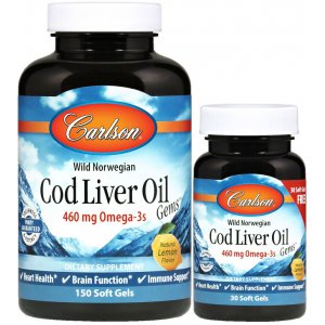 Carlson Labs Wild Norwegian Cod Liver Oil Gems, 460mg - olej z wątroby dzikiego norweskiego dorsza