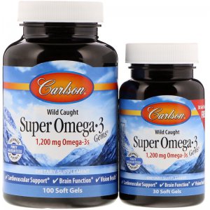 Carlson Labs Wild Caught Super Omega-3 Gems, 1200mg Omega 3 z norweskich dzikich ryb