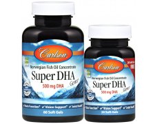 Carlson Labs Super DHA Gems, 500mg Omega 3 z dzikich norweskich ryb