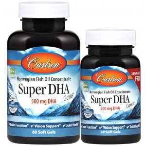 Carlson Labs Super DHA Gems, 500mg Omega 3 z dzikich norweskich ryb