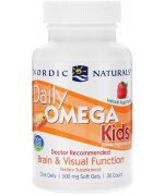 Nordic Naturals Daily Omega Kids, truskawka - 30 miękkich kapsułek