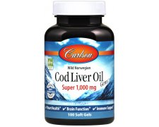 Carlson Labs Wild Norwegian Cod Liver Oil Gems, 1000mg Omega 3 z dzikiego dorsza