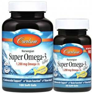 Carlson Labs Norwegian Super Omega-3 Gems, 1200mg omega 3 z dzikich norweskich ryb