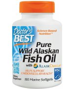 Doctor's Best Czysty olej z ryb Alaski - Pure Wild Alaskan Fish Oil with AlaskOmega - 180 kapsułek