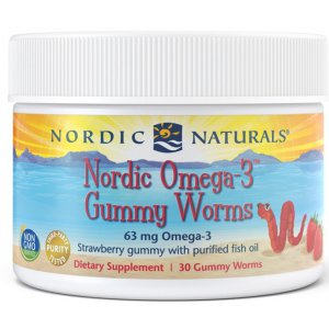 Nordic Naturals Nordic Omega-3 Gummy Worms, 63mg Truskawka