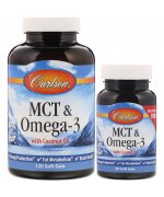 Carlson Labs MCT & Omega-3 z dzikich ryb norweskich + olej kokosowy z pierwszego tłoczenia - 120 kapsułek + 30 kapsułek 