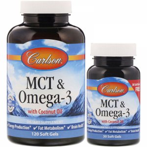 Carlson Labs MCT & Omega-3 z dzikich ryb norweskich + olej kokosowy z pierwszego tłoczenia 