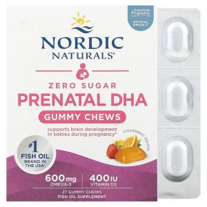Nordic Naturals Prenatal DHA Gummy Chews, truskawkowo-pomarańczowe żelki