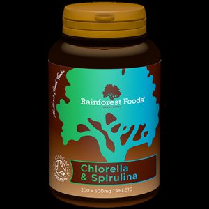 Rainforest Foods Chlorella i Spirulina BIO (300 tabletek x 500 mg)
