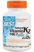 DOCTOR'S BEST Naturalna witamina K2 MK7 z MenaQ7 plus D3 180mcg - 60 kapsułek