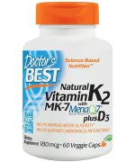 DOCTOR'S BEST Naturalna witamina K2 MK7 z MenaQ7 plus D3 180mcg - 60 kapsułek