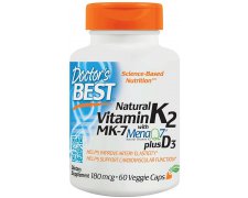 DOCTOR'S BEST Naturalna witamina K2 MK7 z MenaQ7 plus D3 180mcg