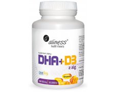 Aliness, Omega DHA 300mg z alg + D3 2000IU