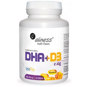 Aliness, Omega DHA 300mg z alg + D3 2000IU