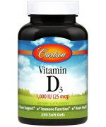 Carlson Labs Vitamin D3, 1000 IU Witamina D3 - 250 kapsułek 