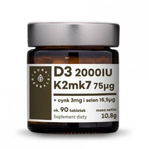 AURA HERBALS Witamina D3 2000 IU + K2 MK-7 + Cynk + Selen