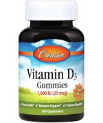 Carlson Labs Vitamin D3 Gummies, 1000 IU Witamina D3 1000 IU, Smak Owocowy - 60 żelek