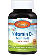 Carlson Labs Kid's Vitamin D3 Gummies, 1000 IU Natural Fruit witamina D3 dla dzieci żelki - 60 żelek