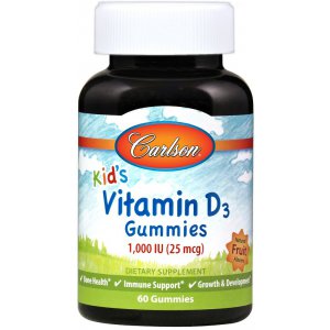 Carlson Labs Kid's Vitamin D3 Gummies, 1000 IU Natural Fruit witamina D3 dla dzieci żelki
