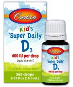 Carlson Labs Kid's Super Daily D3, 400 IU Witamina D3 dla dzieci w kroplach - 10 ml.