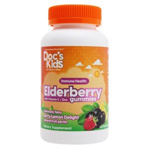 DOCTOR`S BEST DOC`S KIDS Children's Elderberry Gummies, jagodowo-cytrynowe żelki